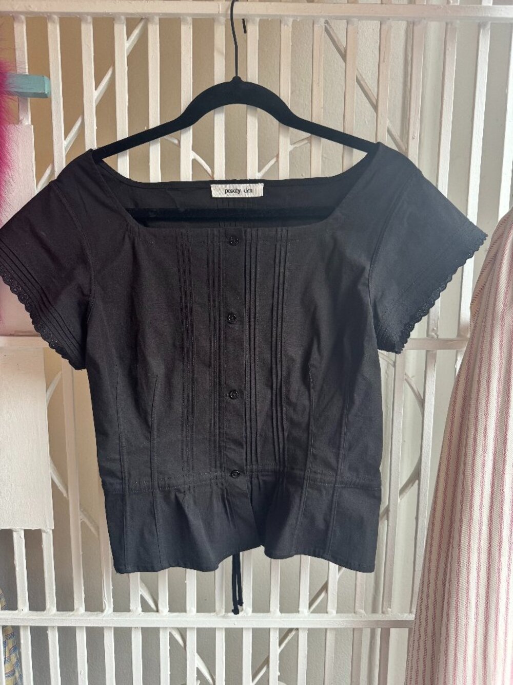 Peachy Den Black Corset Cottagecore Top Small